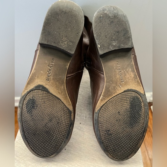 Vintage 90 Style faux Leather Pull On Tall Boots with Ankle Zipper - Picture 6 of 7